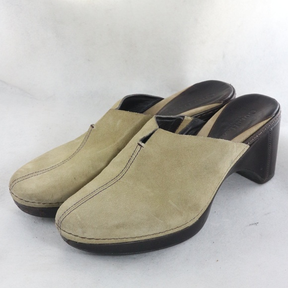 Cole Haan Shoes - COLE HAAN Olive Leather Platform Mules Shoes Sz 7 Wmns
